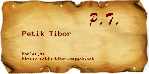 Petik Tibor névjegykártya